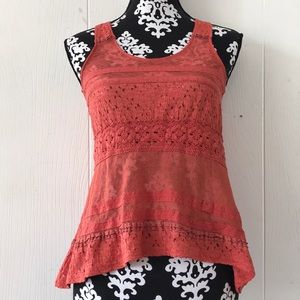 🍓salmon lace tank top